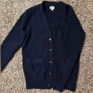 J. Crew Navy Indigo Cotton Cardigan Sweater
